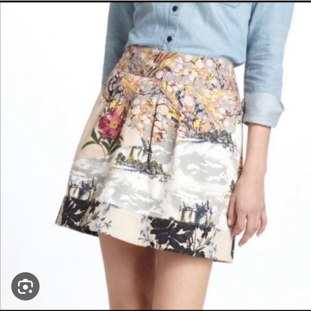 Anthropologie Leifnotes pink floral castle skirt, 12
